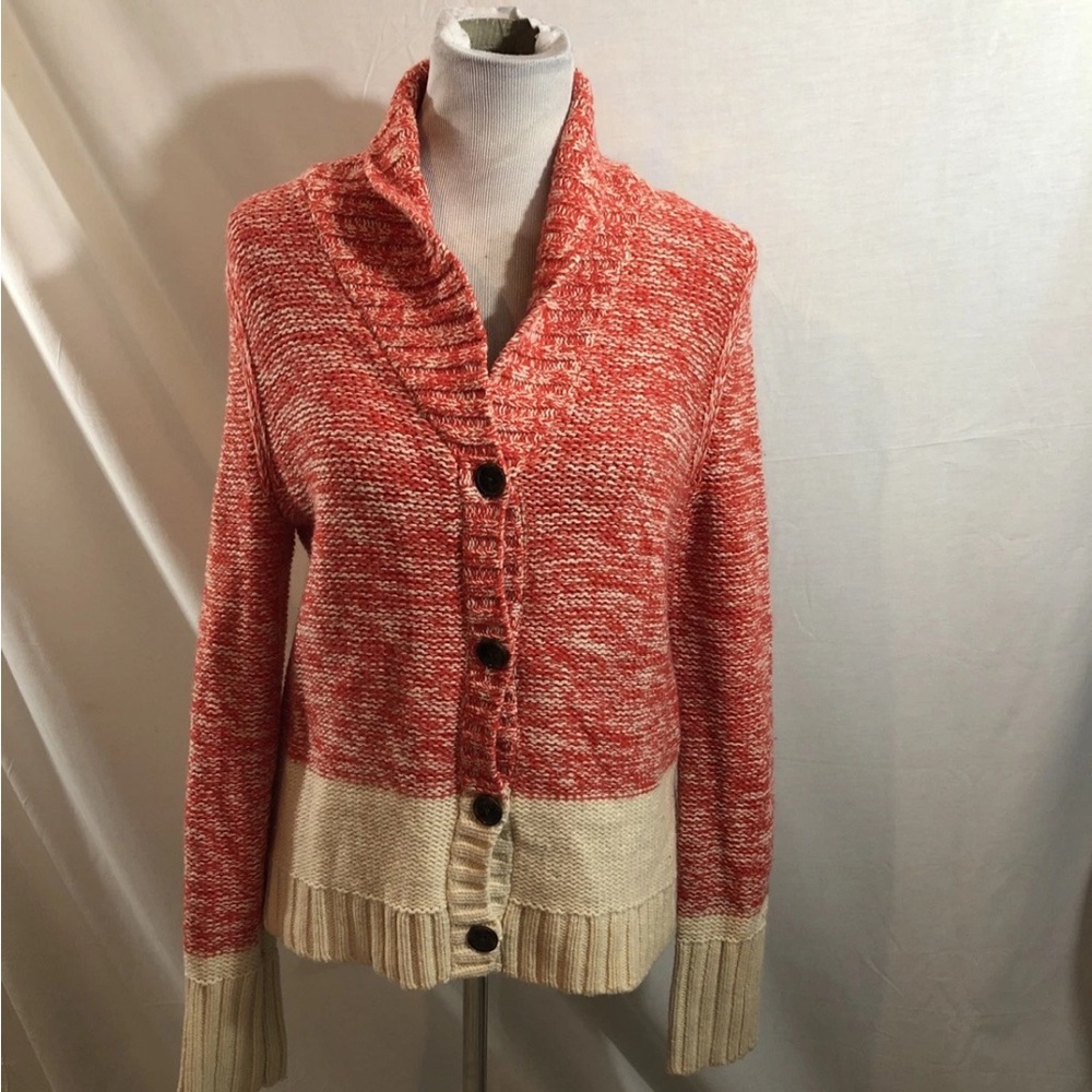 Gap Red/Orange Heathered Button Up Cardigan Sweater - Womens M, Bust 19.5”